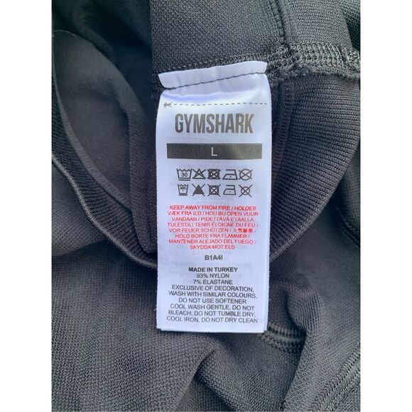 NEW NWOT GYMSHARK VITAL 7” SEAMLESS BLACK HEATHER BIKER SHORTS sz L - Picture 7 of 7